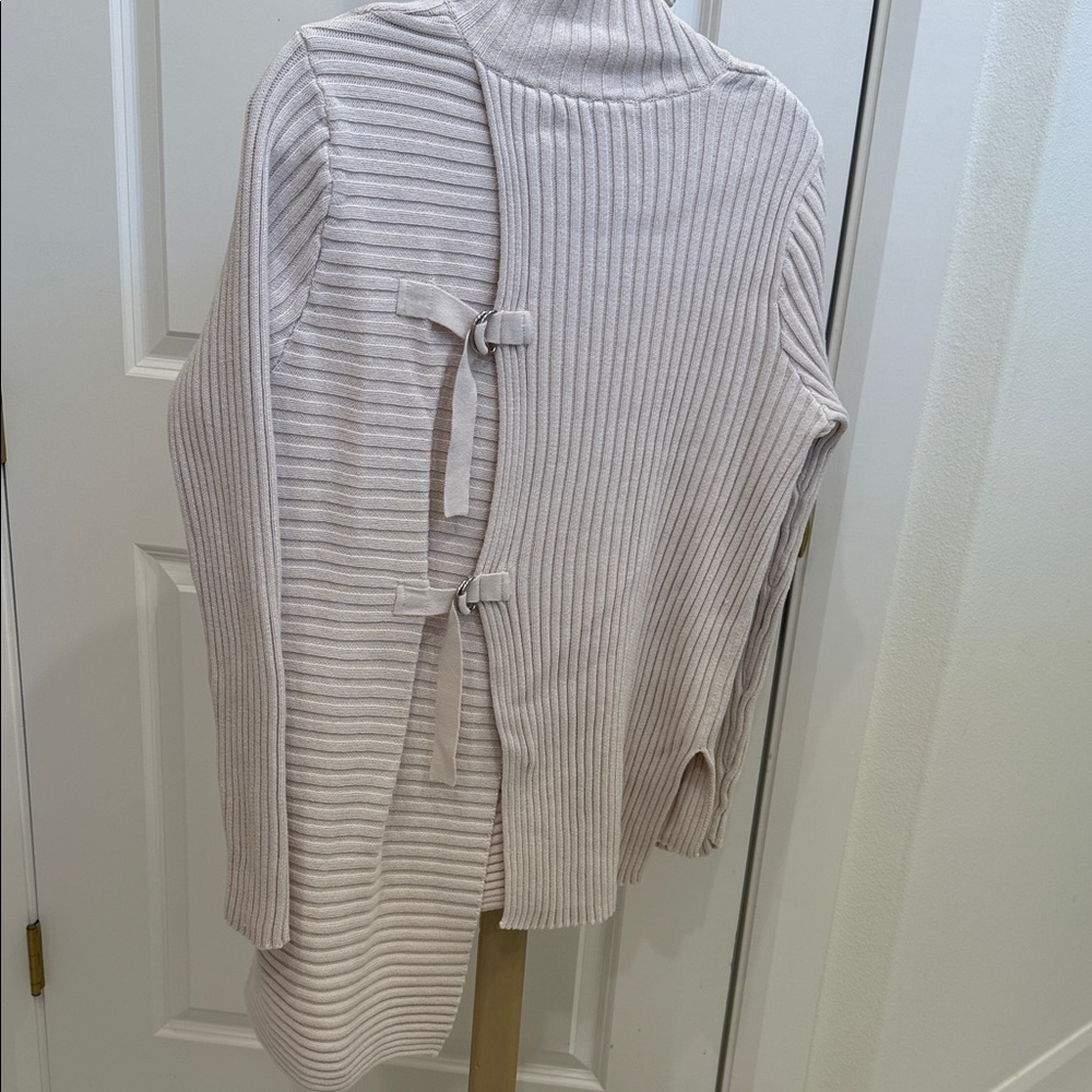 CAbi Women's Cream Ribbed Crewneck Sweater - Picture 4 of 8